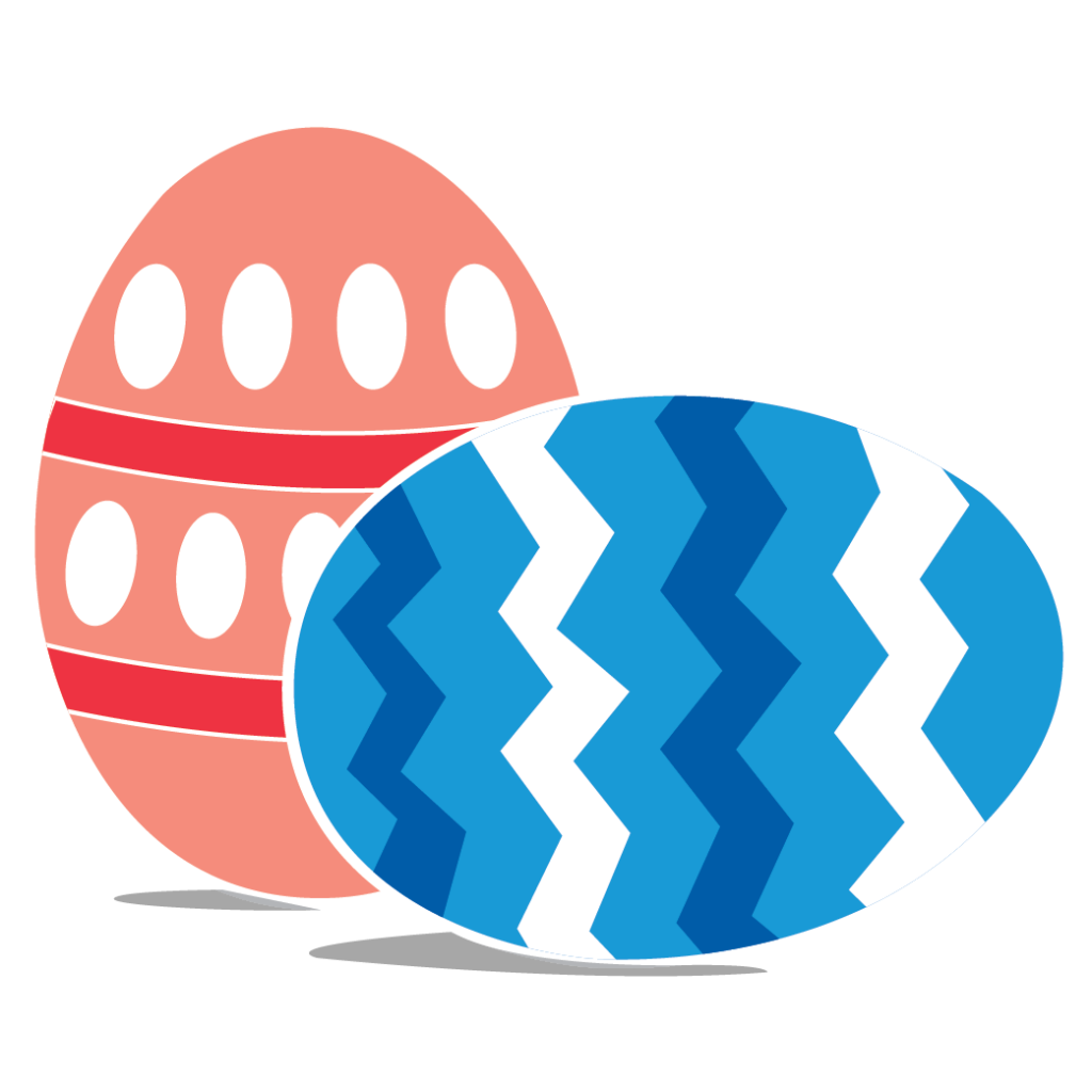 Blue and Red Easter Egg Illustration - Pigtails & Crewcuts Smyrna/Vinings