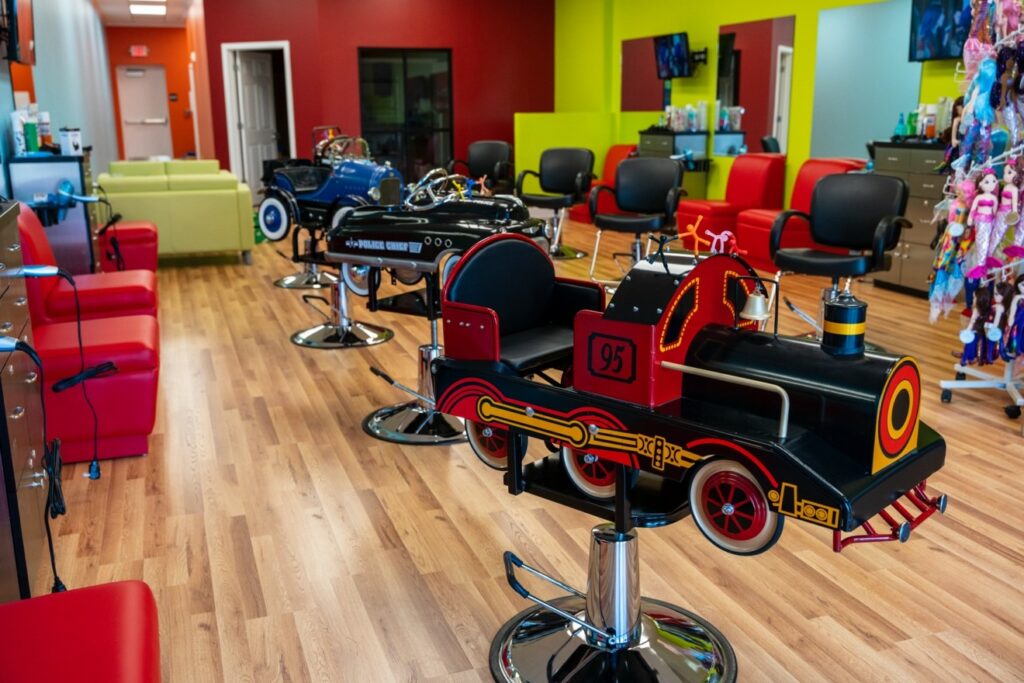 Interior of children's salon at Pigtails & Crewcuts Jacksonville