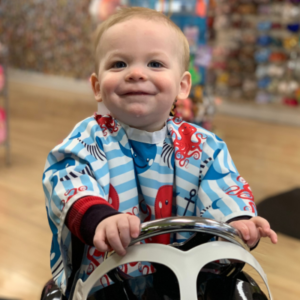boy having first haircut