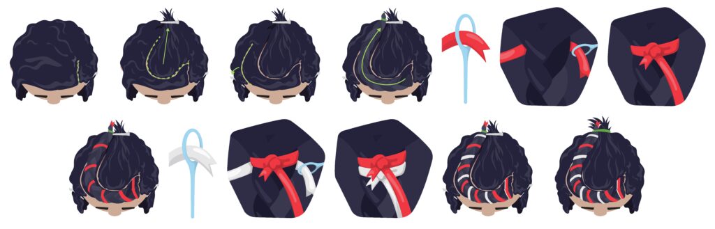 Kid's Holiday Tutorial Illustration: Candy Cane Braid - Pigtails & Crewcuts