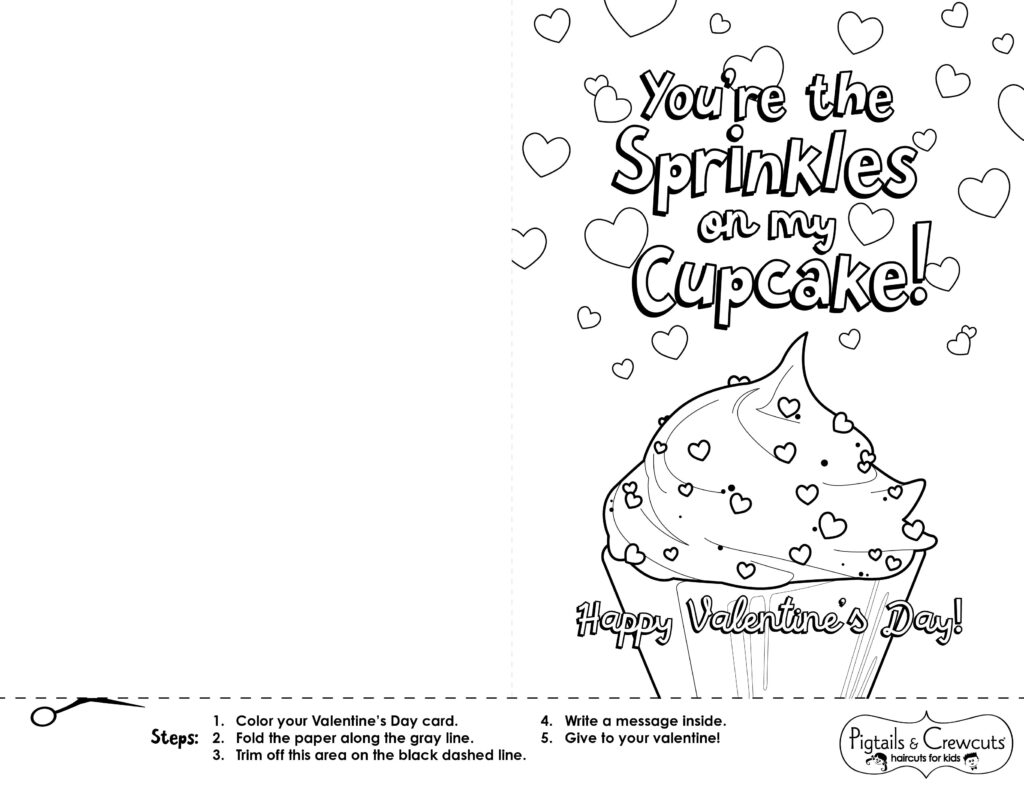 Valentine's Day Cupcake Card activity page