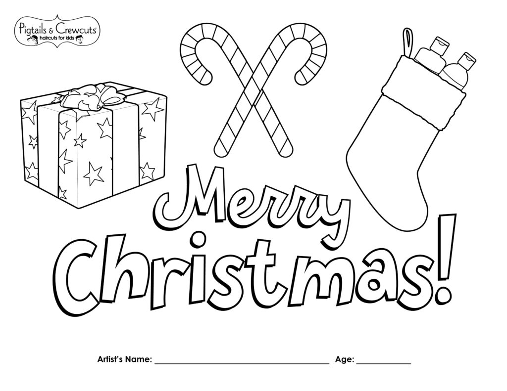 Pigtails & Crewcuts Merry Christmas coloring page