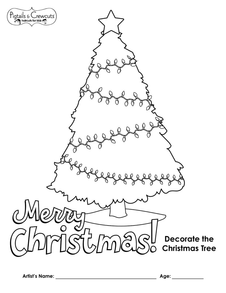 Pigtails & Crewcuts Christmas Tree Lights coloring page