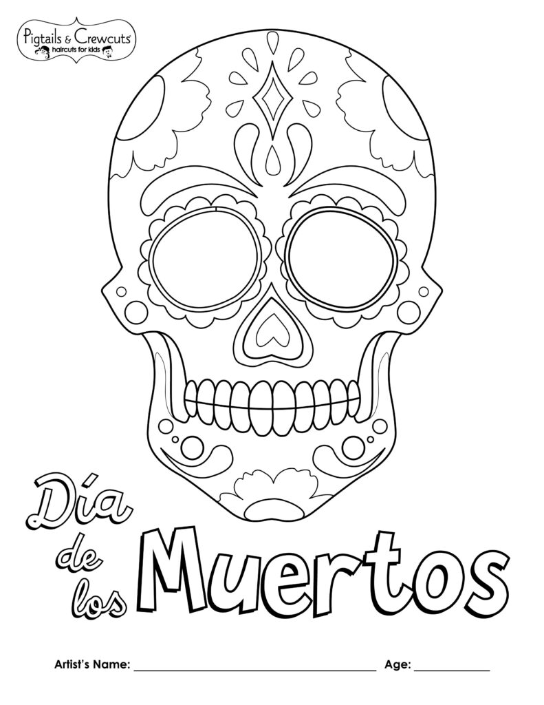 Pigtails & Crewcuts Dia de los Muertos coloring page