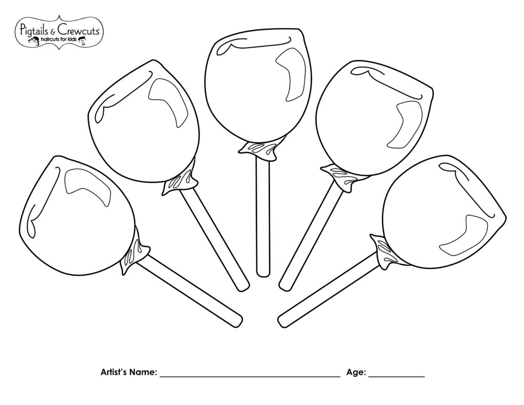 Pigtails & Crewcuts Dum Dum coloring sheet