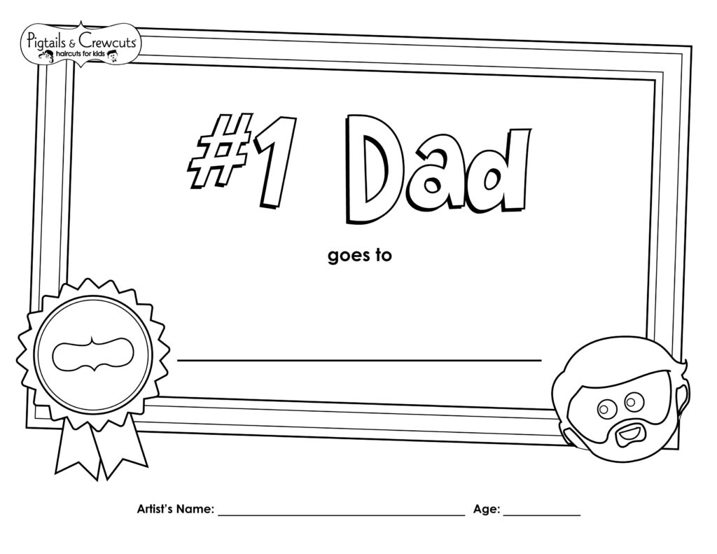 Pigtails & Crewcuts #1 Dad activity sheet