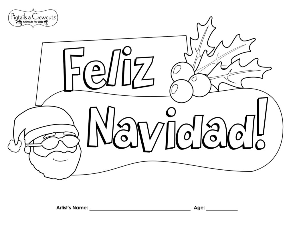 Pigtails & Crewcuts Feliz Navidad coloring page