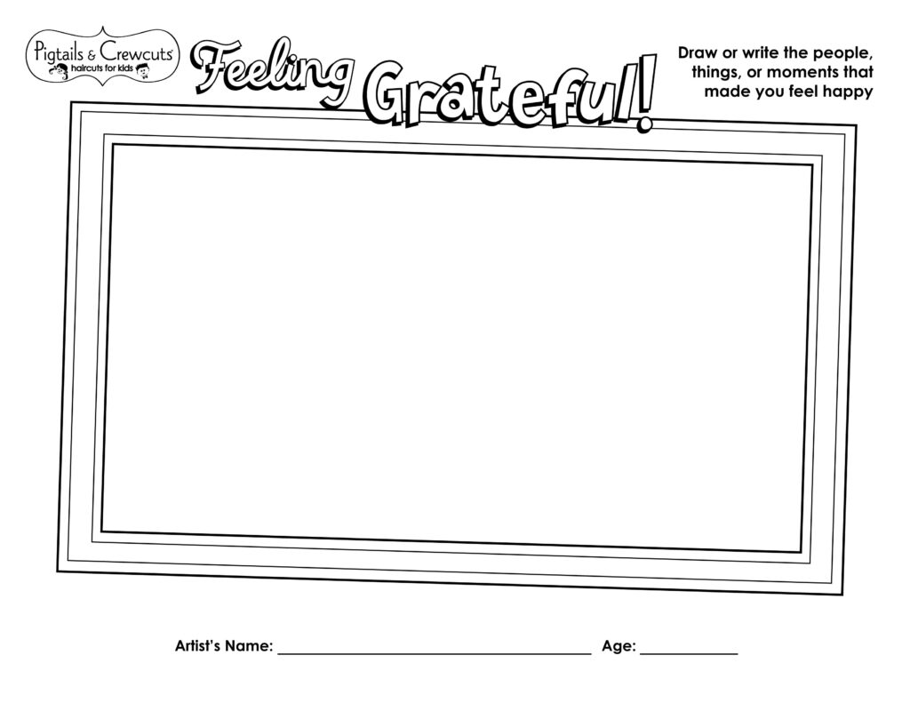 Pigtails & Crewcuts Feeling Grateful activity sheet