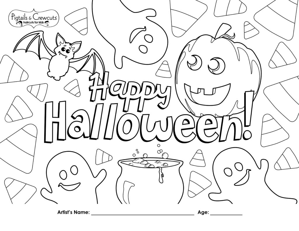 Pigtails & Crewcuts Happy Halloween coloring page