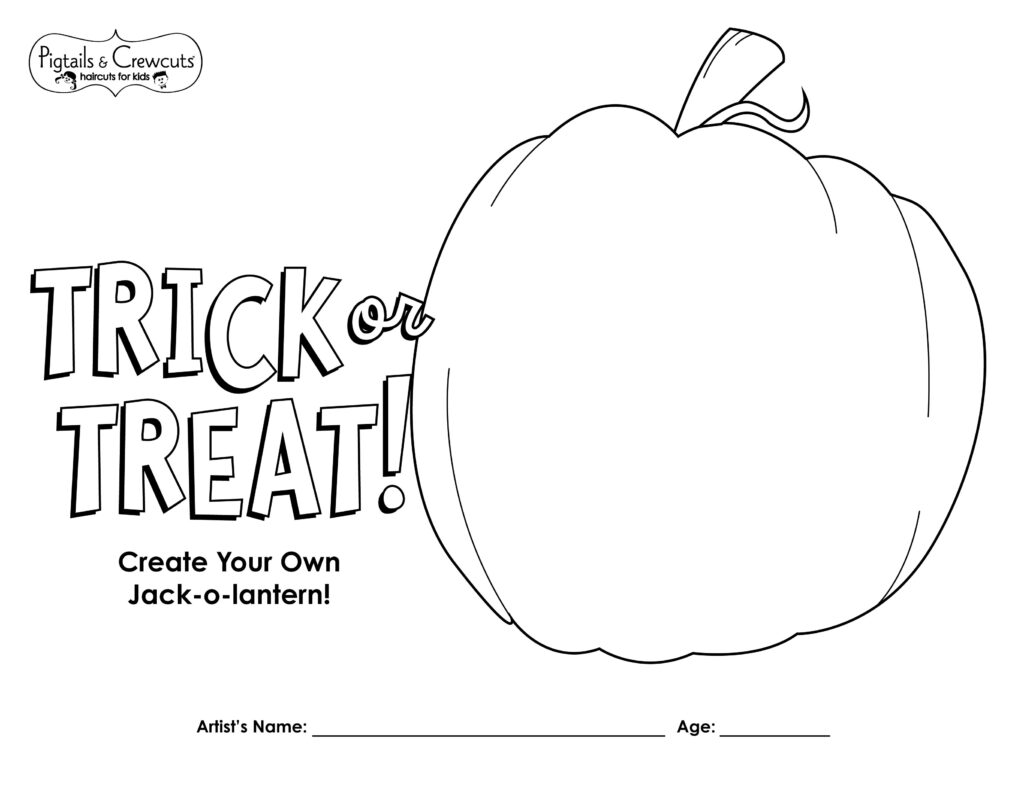 Pigtails & Crewcuts Jack-o-lantern activity sheet