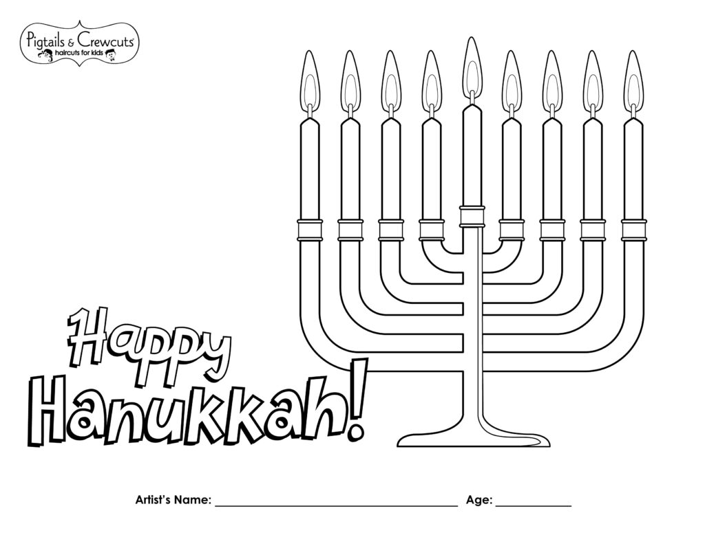 Pigtails & Crewcuts Hanukkah coloring page