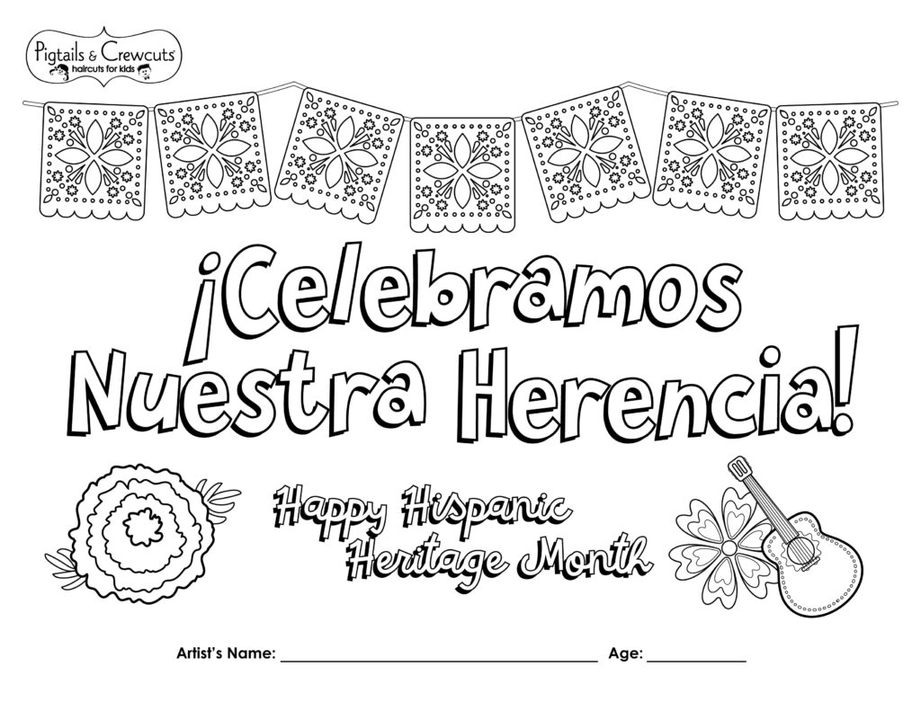 Pigtails & Crewcuts Hispanic Heritage Month coloring page