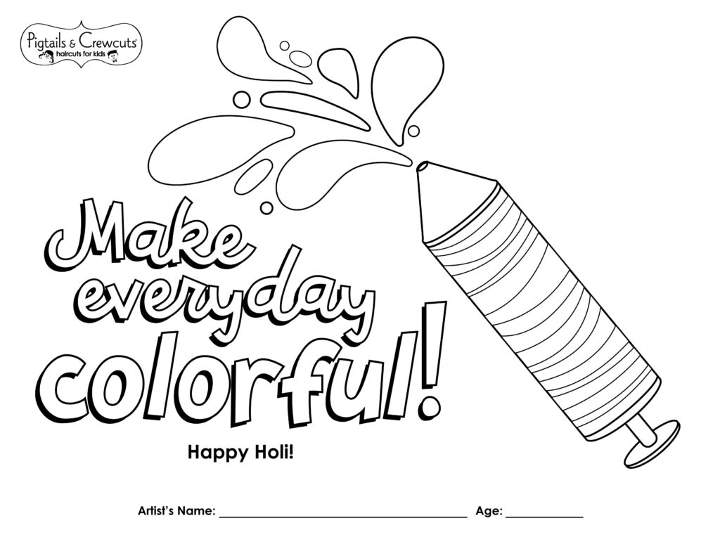 Pigtails & Crewcuts Holi coloring page