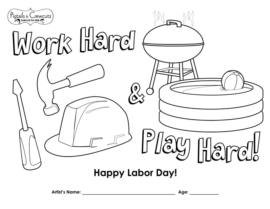 Pigtails & Crewcuts Labor Day coloring page