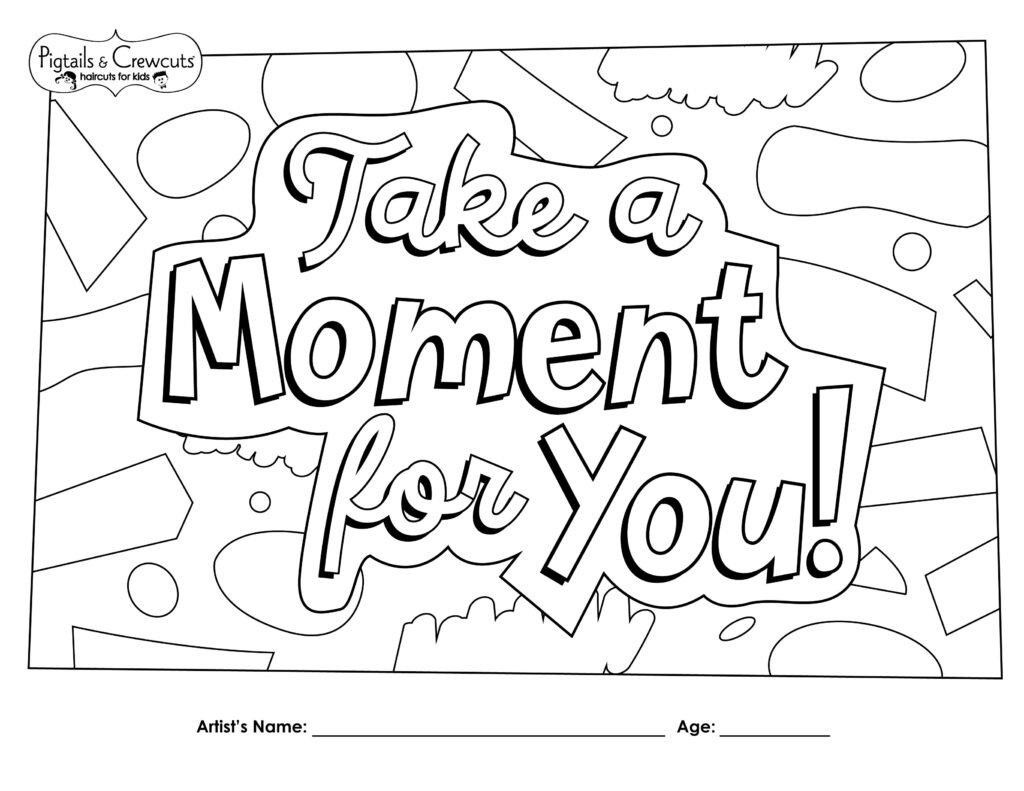 Pigtails & Crewcuts Mental Health Break coloring page