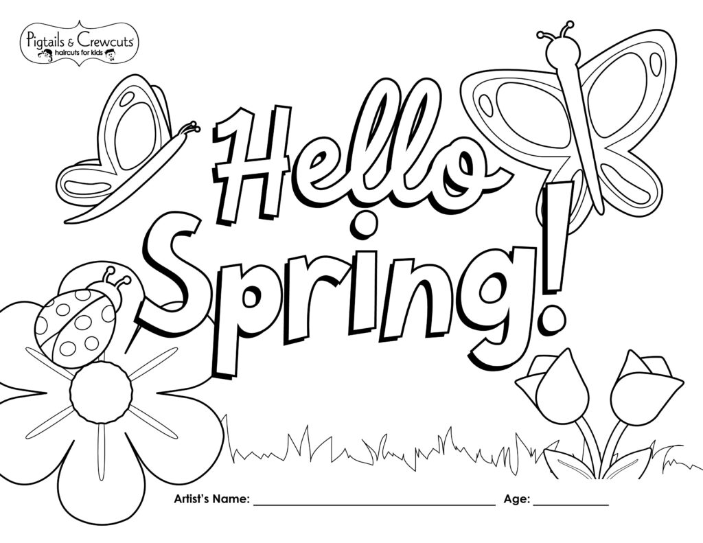 Hello Spring coloring page