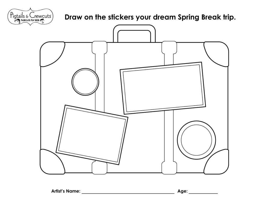 Pigtails & Crewcuts Spring Break Suitcase activity sheet