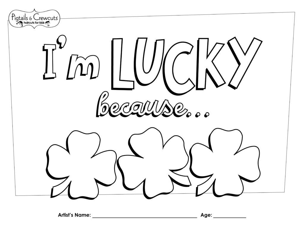 St. Patrick's I'm Lucky Because activity sheet