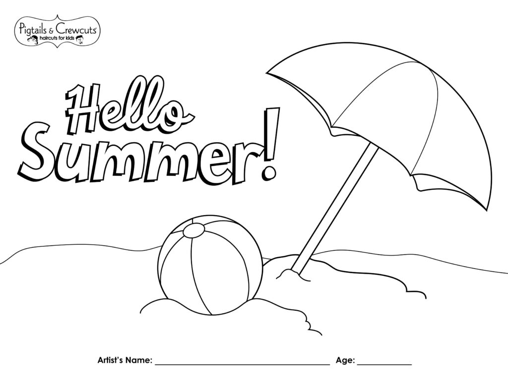 Pigtails & Crewcuts Hello Summer coloring page