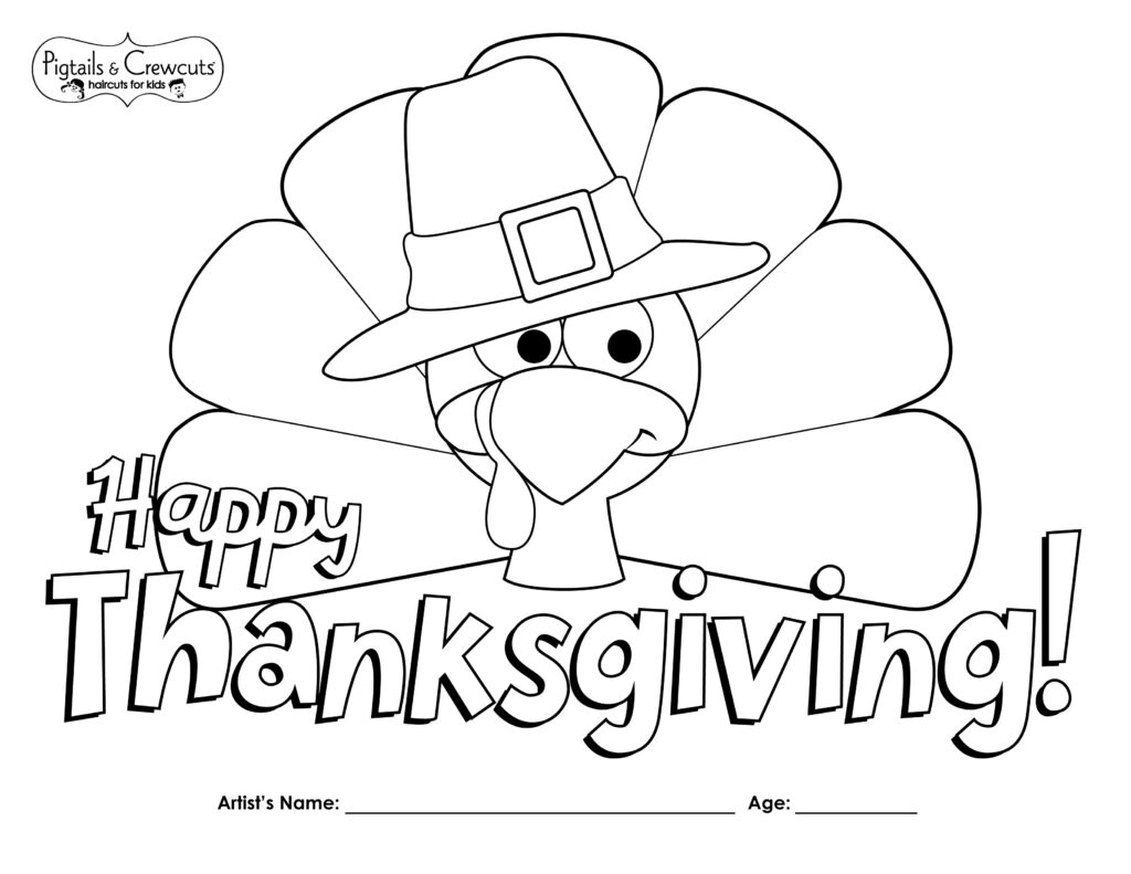 Pigtails & Crewcuts Thanksgiving Turkey coloring page