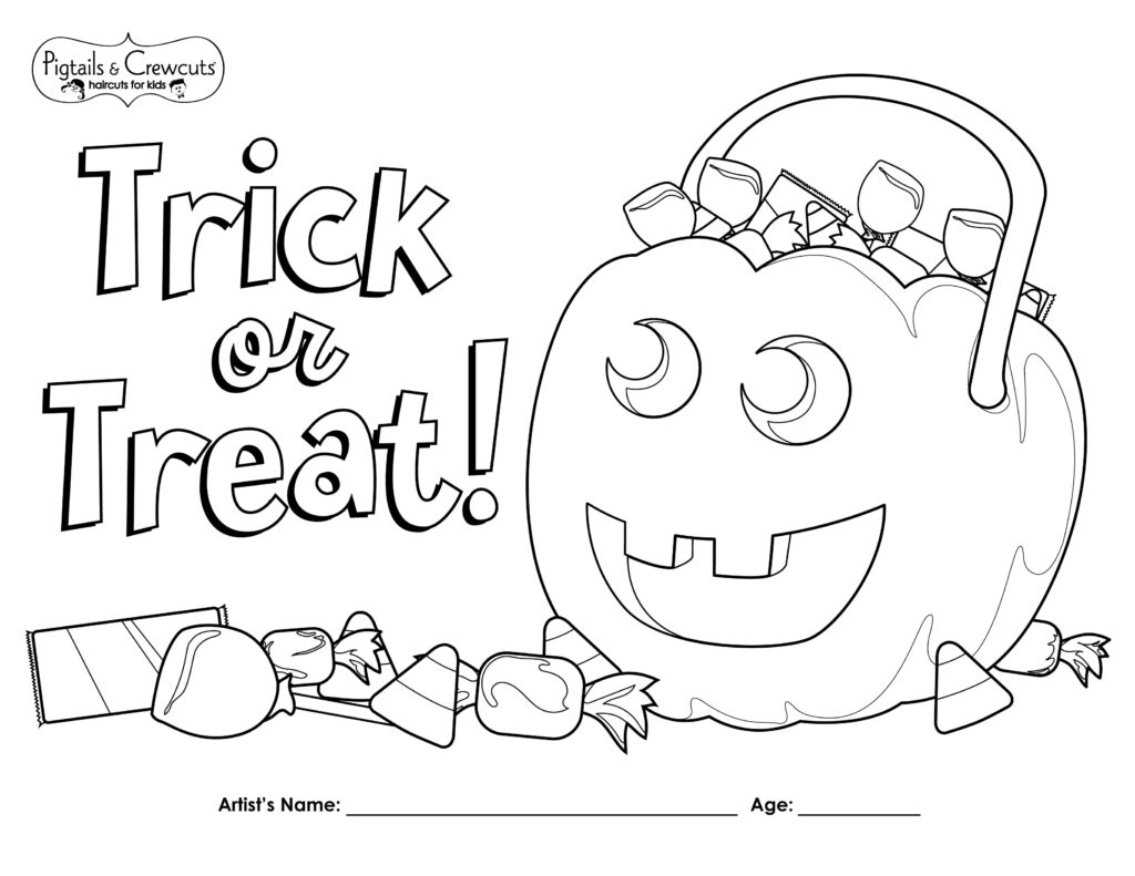 Pigtails & Crewcuts Trick or Treat coloring page