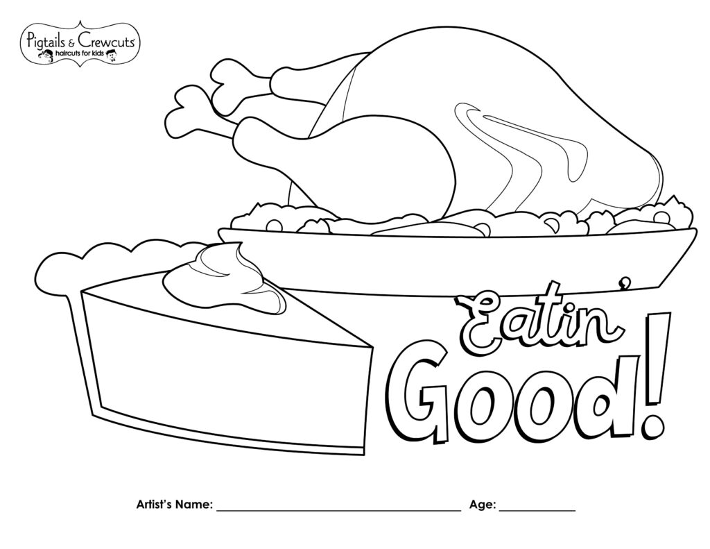 Pigtails & Crewcuts Thanksgiving Eatin' Good coloring page