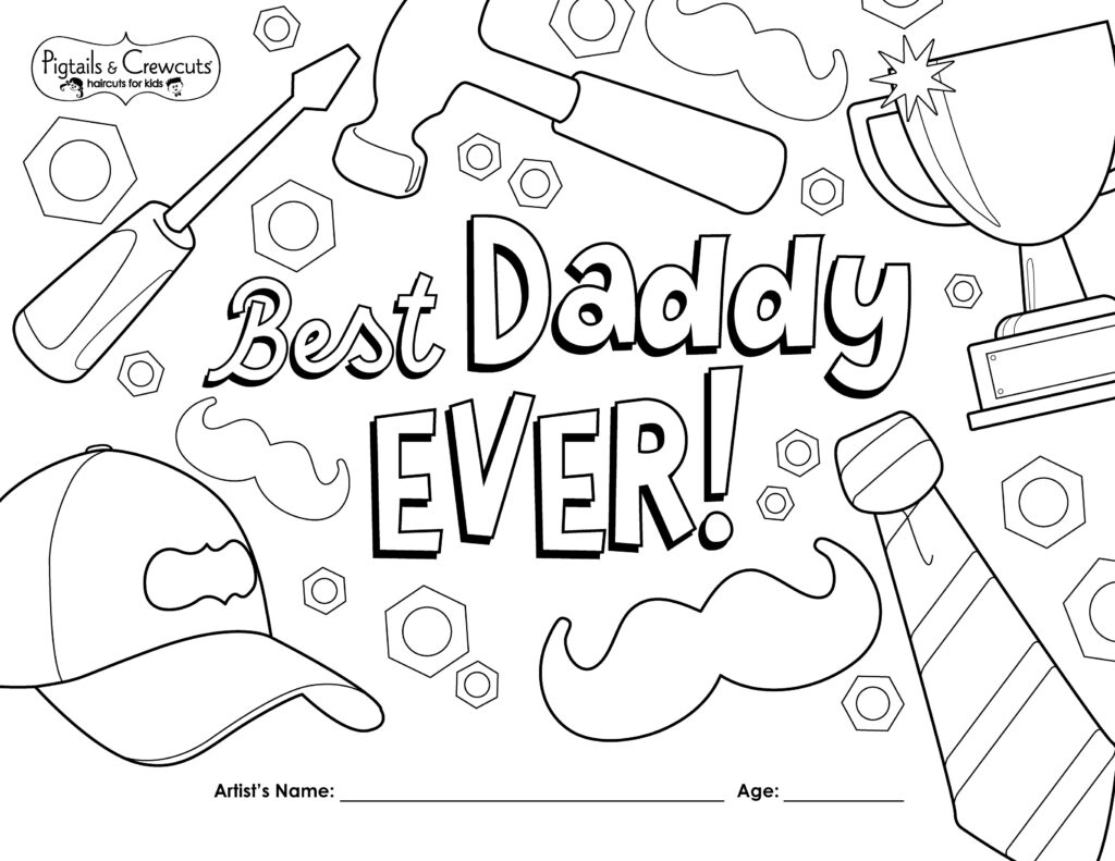 Best Daddy Ever Coloring Page - Pigtails & Crewcuts