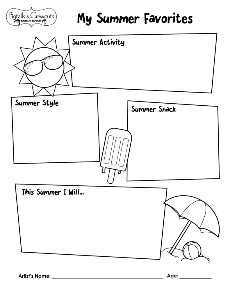 Summer Favorites Activity Page - Pigtails & Crewcuts