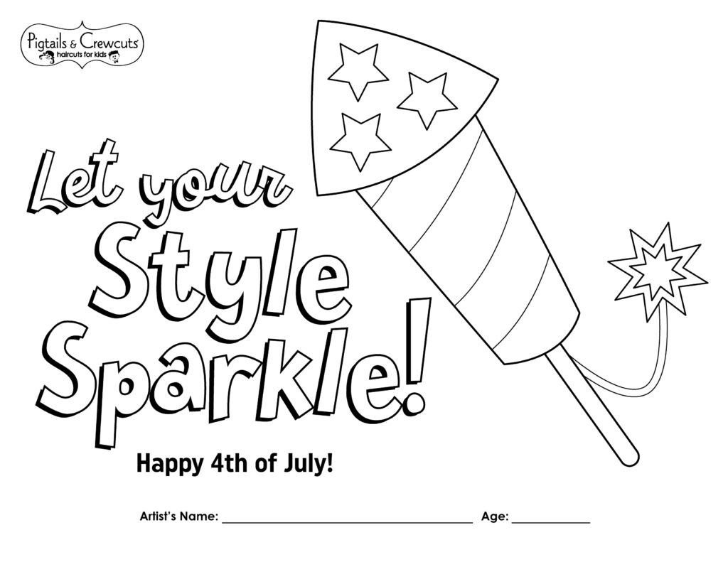 4th of July Sparkle Coloring Page - Pigtails & Crewcuts