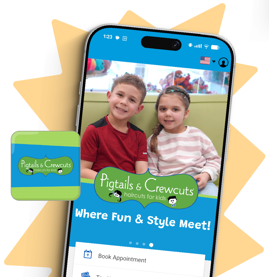Download the new Pigtails & Crewcuts app with app icon
